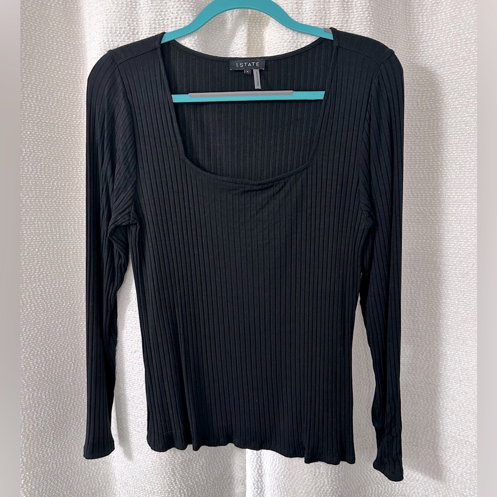 L NWOT 1 State Ribbed Knot Sweater, Black
